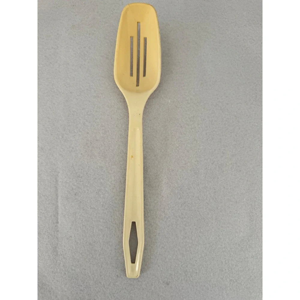Vintage King Kraft Cream Melamine Slotted Mixing Spoon Retro Kitchen Utensil